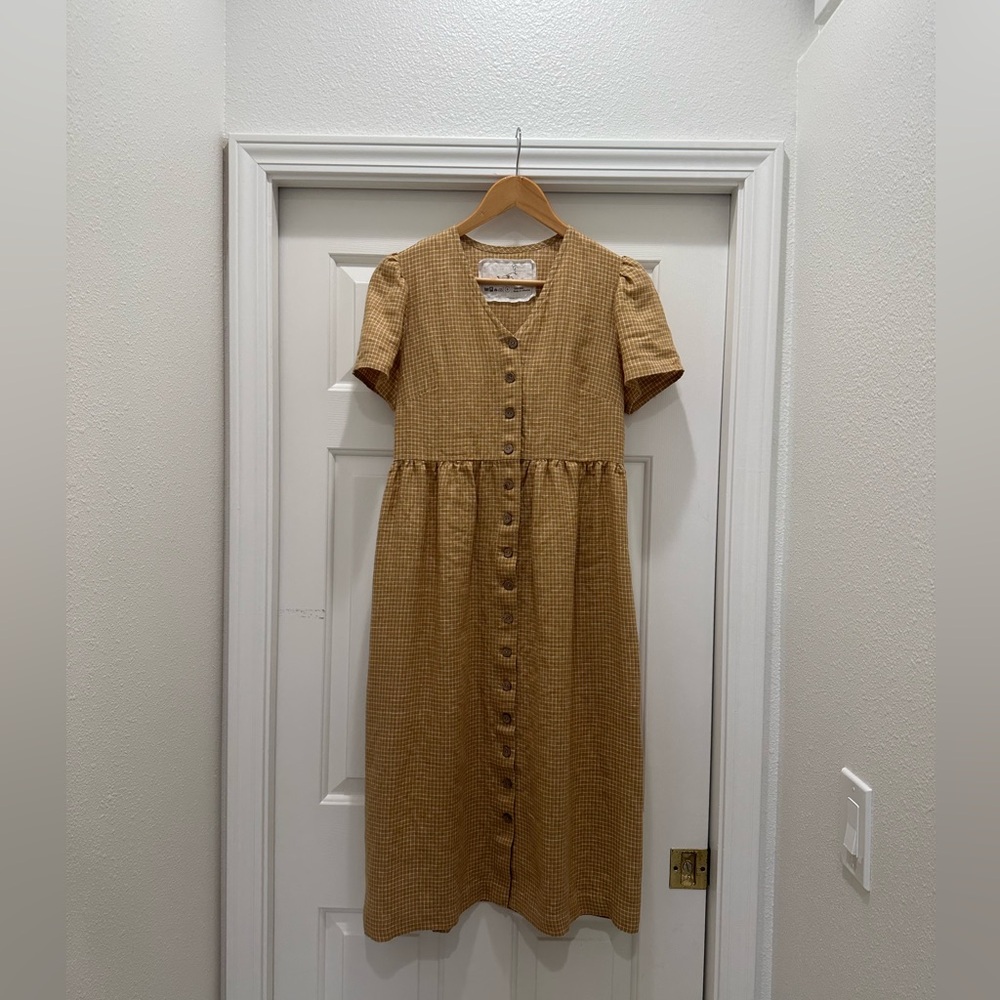 Not Perfect Linen Ronda Dress - Amber Checks - size Small - Picture 4 of 6